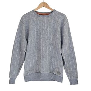 Denim & Flower Ricky Singh Men’s Gray Striped Crewneck Pullover Modern Size L